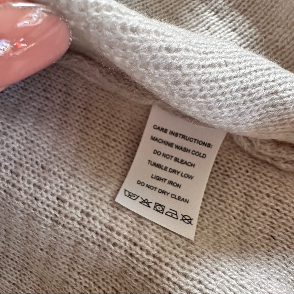 Waffle Knit Henley Lounge Set Oatmeal Beige Medium Cozy Knit (Everlane like) - Picture 12 of 15